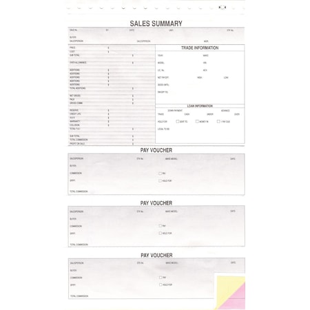 Asp Sales Summary, 8 1/2" X 14" - 3 Part, 100 Per Pack Pk 5550